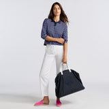 Women's Striped It Tech Pique Relaxed Long Sleeve Polo
