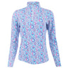 Women's Long Sleeve 1/4 Zip Mock Neck Top - Alexis Print - Fairway Styles