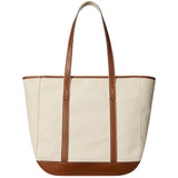 Women's Leather - Trim Canvas Medium Shopper Tote Bag - Fairway Styles