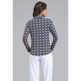 Women's Long Sleeve 1/4 Zip Mock Neck Top - Carolyn Print