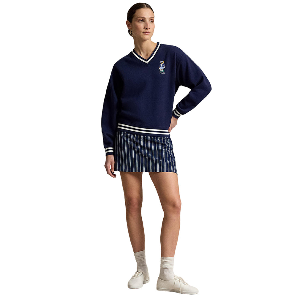Women's Polo Bear Fleece V-Neck Pullover