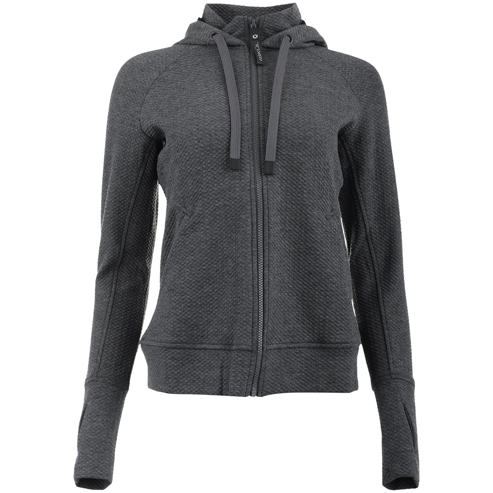 Women's Popcorn Stitch Full Zip Hoodie - Solid