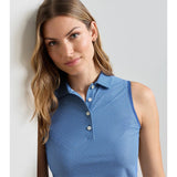 Women's Palmetto Palms Banded Sport Mesh Sleeveless Button Polo