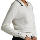 Women's Cotton-Blend Polo-Collar Cardigan