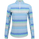Women's Long Sleeve 1/4 Zip Mock Neck Top - Susan Print