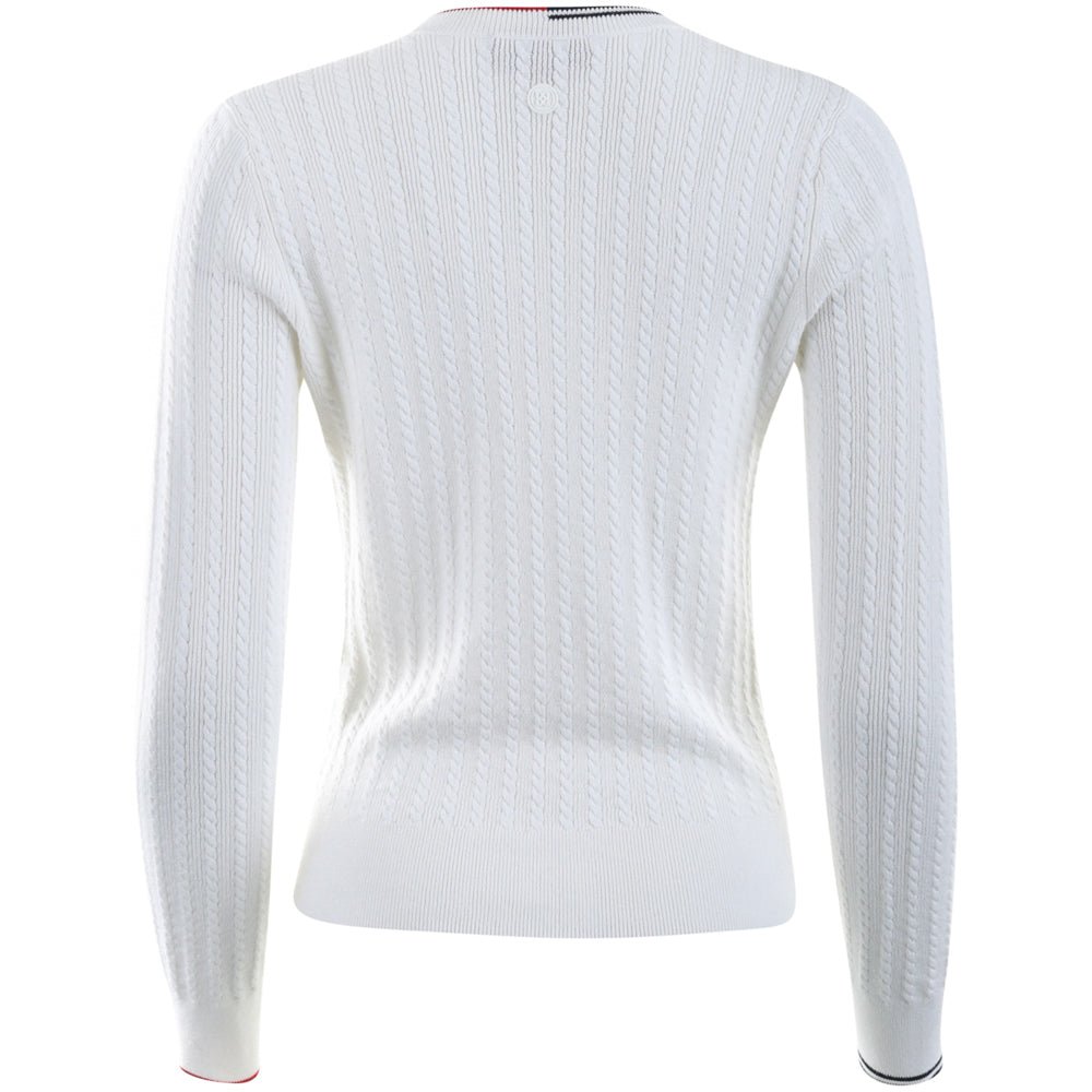 Women's Cable Knit Cashmere V-Neck Sweater