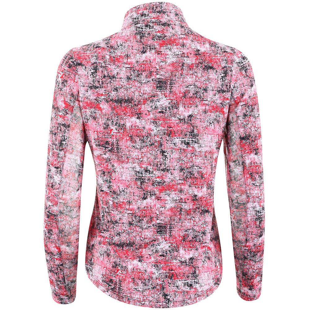 Women's Long Sleeve 1/4 Zip Mock Neck Top - Kate Print