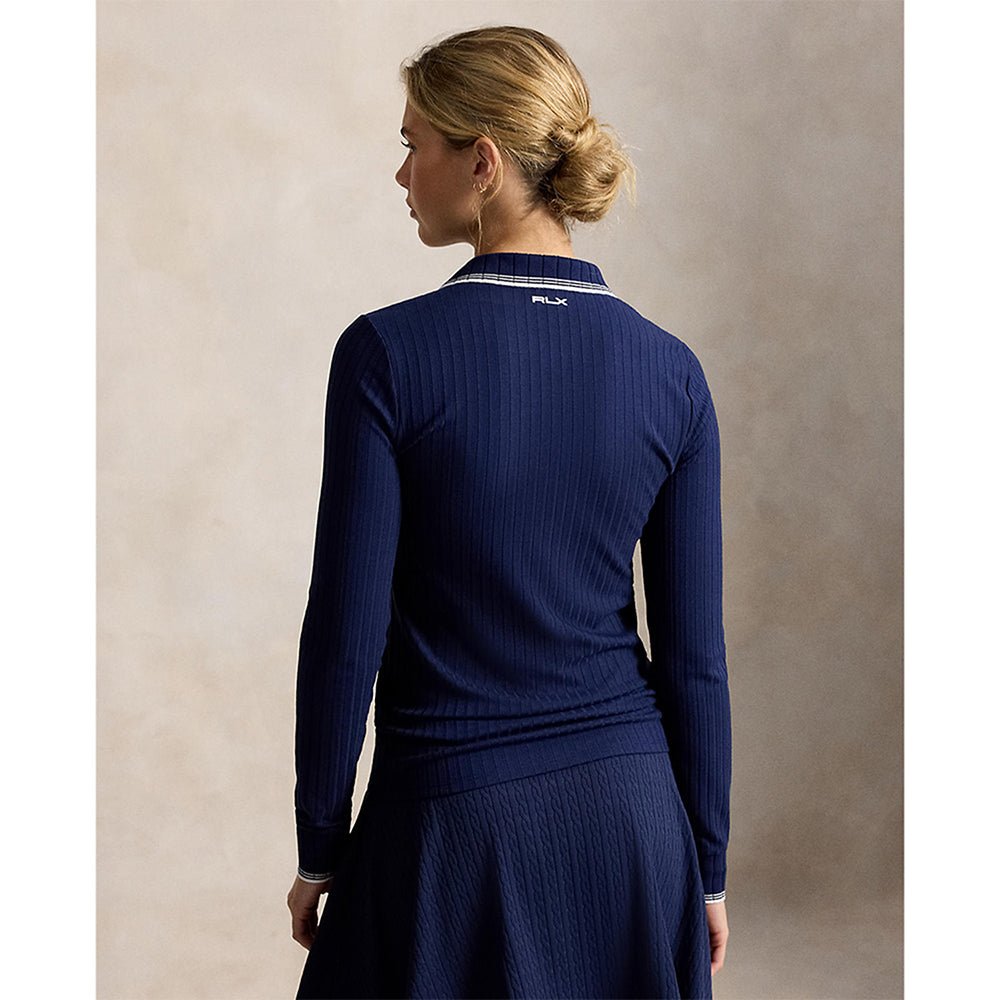 Women's Slim Fit Ribbed Long Sleeve Polo