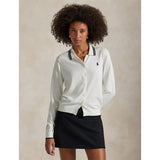 Women's Cotton-Blend Polo-Collar Cardigan