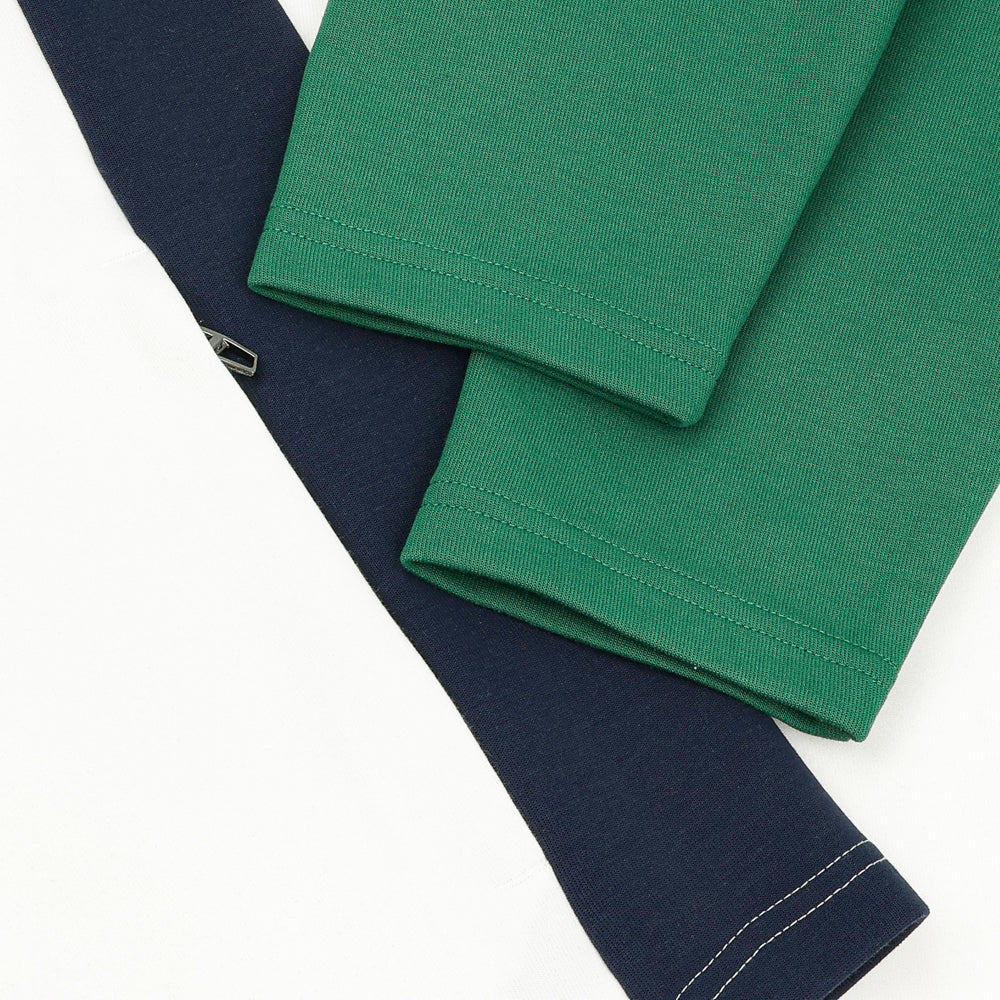 Color-Blocked Double-Knit 1/4 Zip Pullover