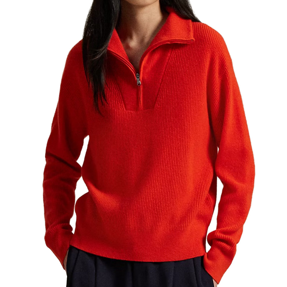 Women's Rib-Knit Cashmere 1/2 Zip Sweater