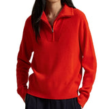 Women's Rib-Knit Cashmere 1/2 Zip Sweater