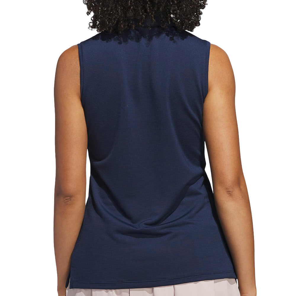 Women's Solid Ottoman Sleeveless Polo