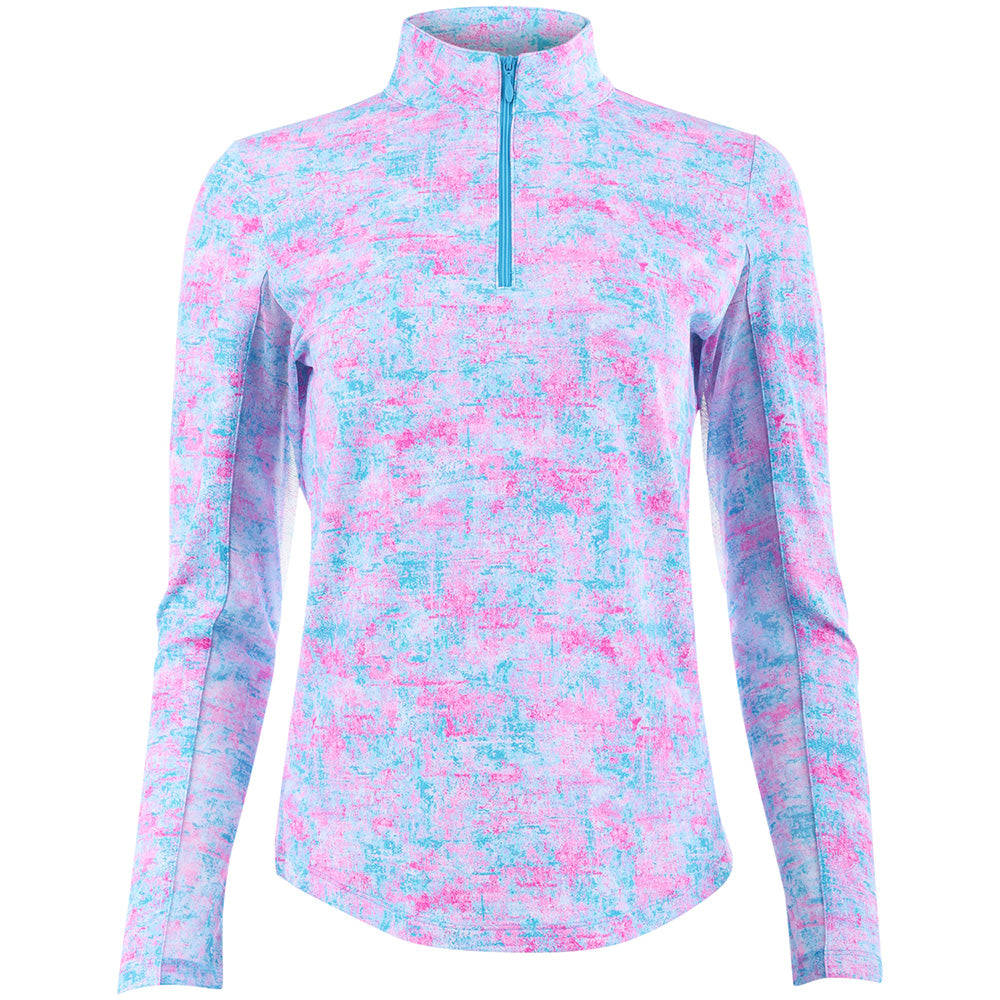 Women's Long Sleeve 1/4 Zip Mock Neck Top - Kate Print