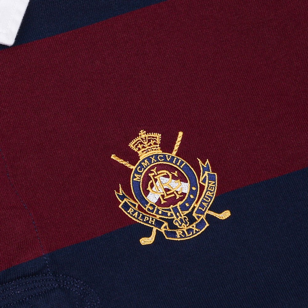 Big Fit Striped Jersey Rugby Long Sleeve Polo