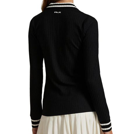 Women's Slim Fit Ribbed Long-Sleeve Polo