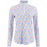 Women's Nina Print Long Sleeve 1/4 Zip Mock Neck Top