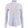 Women's Nina Print Long Sleeve 1/4 Zip Mock Neck Top