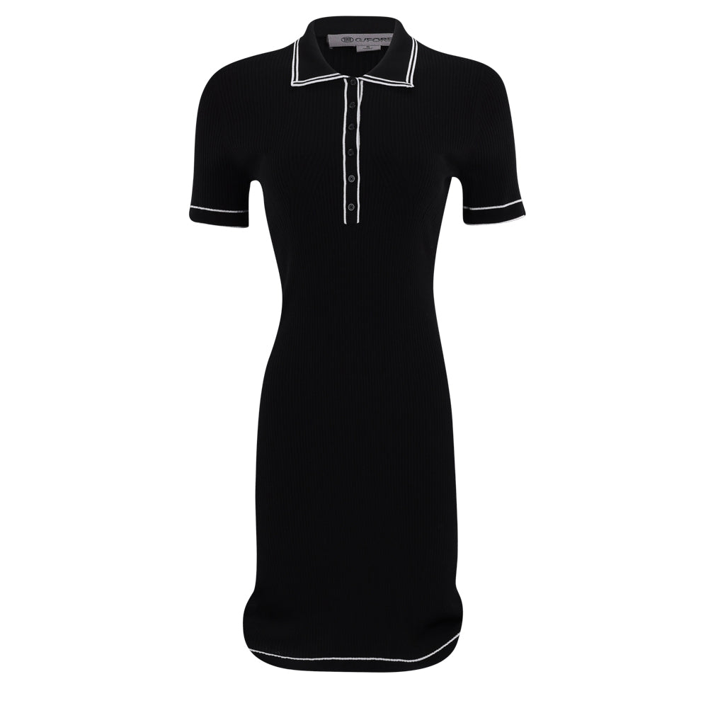 Women's Ribbed Merino Wool Blend Polo Dress