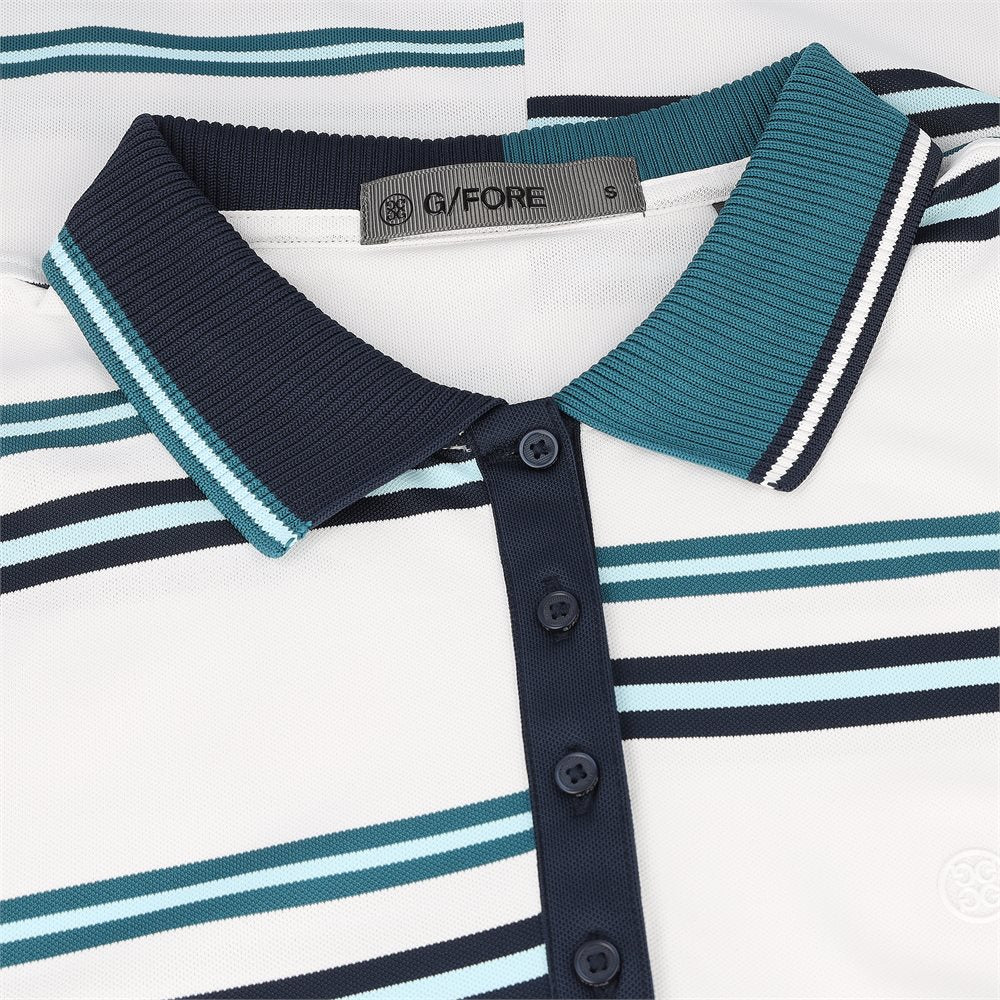 Women's Offset Stripe Tech Pique Sleeveless Polo