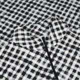 Women's Long Sleeve Mock Neck Top - Gingham Check Print