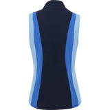 Women's Color Block Silky Tech Nylon Sleeveless 1/4 Zip Mock Neck Polo