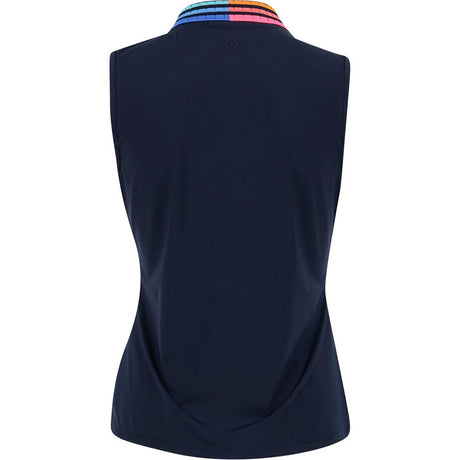 Women's Gradient Collar Silky Tech Nylon Sleeveless Polo