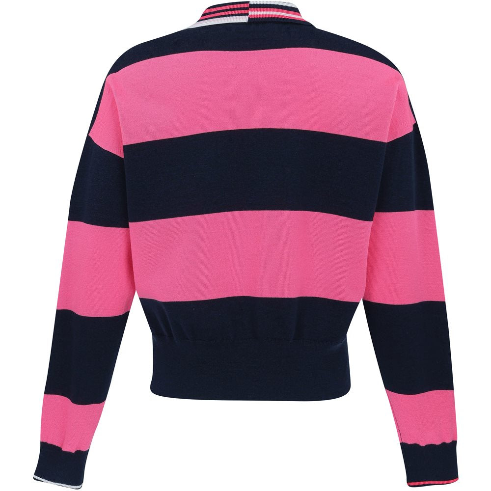 Women's Italian Wool Rugby Stripe Polo Sweater