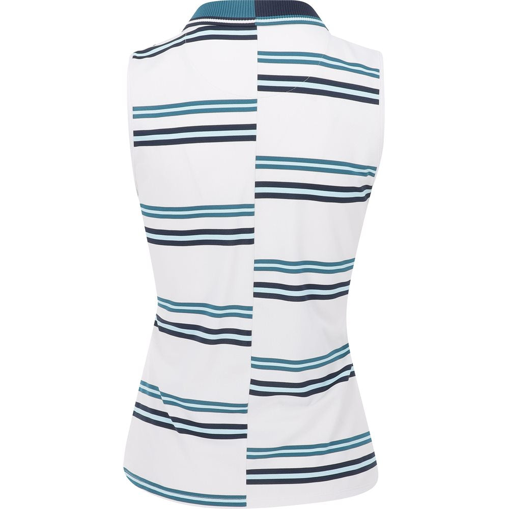 Women's Offset Stripe Tech Pique Sleeveless Polo