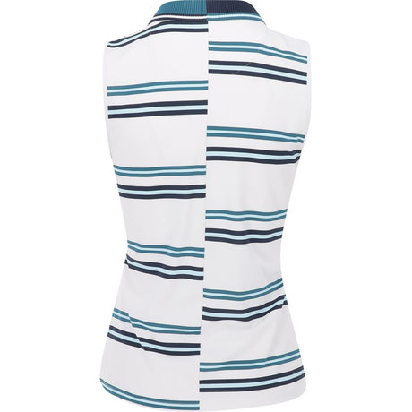 Women's Offset Stripe Tech Pique Sleeveless Polo