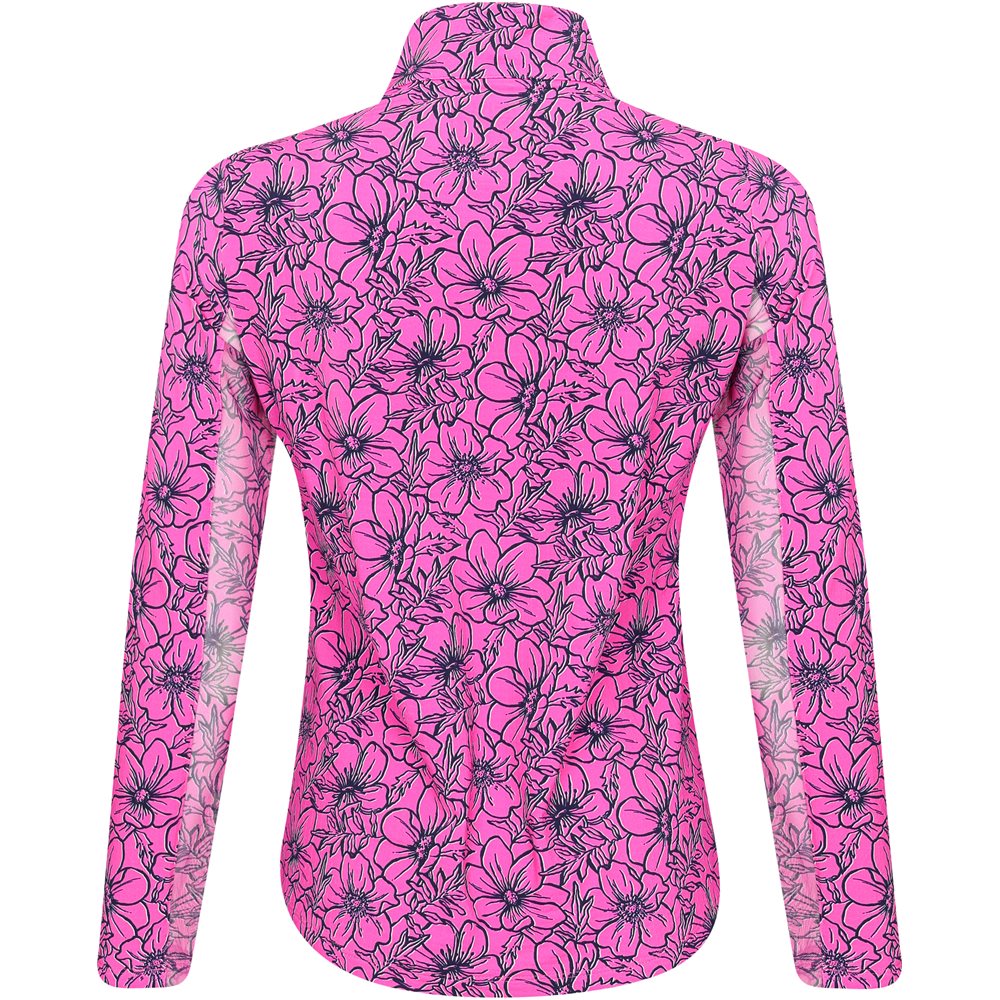 Women's Long Sleeve 1/4 Zip Mock Neck Top - Diana Print