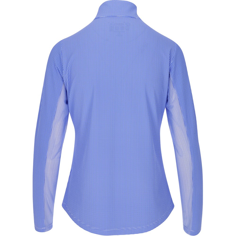 Women's Long Sleeve Mock Neck Top - Mini Check Print