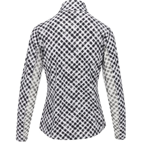 Women's Long Sleeve Mock Neck Top - Gingham Check Print