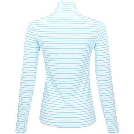 Women's The Gemma Striped Long Sleeve 1/4 Zip Mock Neck Top - Fairway Styles