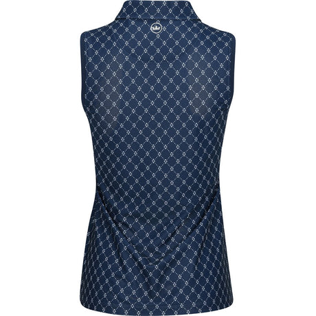 Women's Lattice Blossom Banded Sport Mesh Sleeveless Polo