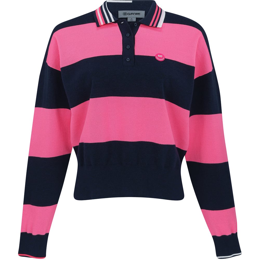 Women's Italian Wool Rugby Stripe Polo Sweater