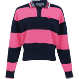 Women's Italian Wool Rugby Stripe Polo Sweater