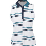 Women's Offset Stripe Tech Pique Sleeveless Polo