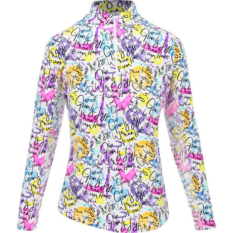 Women's Angie Print Mock Long Sleeve Zip Top - Fairway Styles