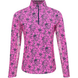 Women's Long Sleeve 1/4 Zip Mock Neck Top - Diana Print