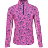 Women's Long Sleeve 1/4 Zip Mock Neck Top - Diana Print