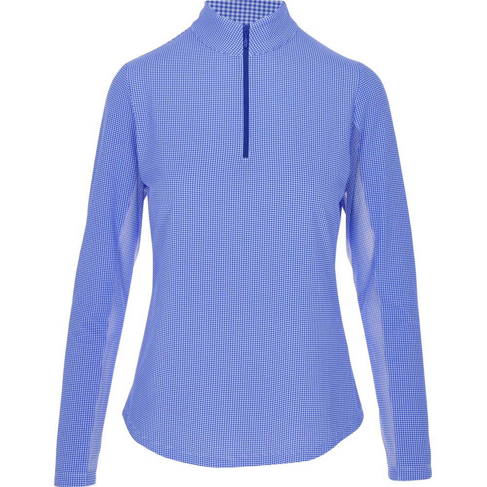 Women's Long Sleeve Mock Neck Top - Mini Check Print