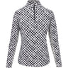 Women's Long Sleeve Mock Neck Top - Gingham Check Print