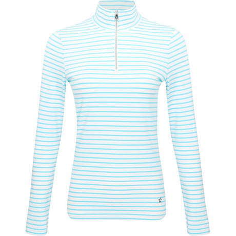 Women's The Gemma Striped Long Sleeve 1/4 Zip Mock Neck Top - Fairway Styles