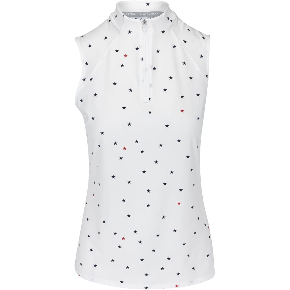 Women's Volition Stars Sleeveless 1/4 Zip Golf Polo