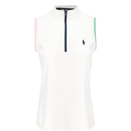 Women's Slim Fit Sleeveless 1/4 Zip Mock Neck Polo - Fairway Styles