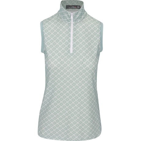 Women's Sleeveless Lightweight Airflow 1/4 Zip Mock Novelty Print Shirt - Fairway Styles