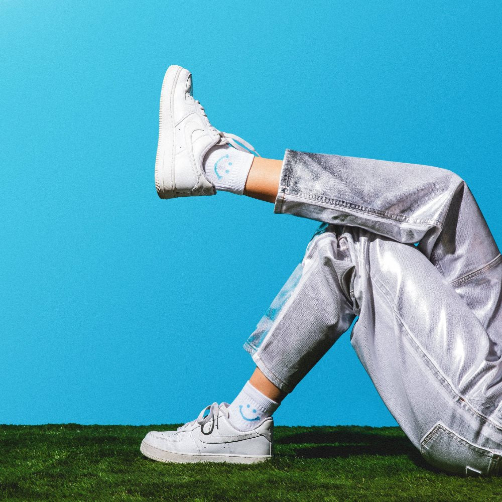 Blue Smiley Socks