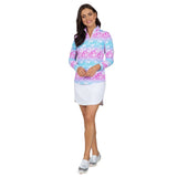 Women's Long Sleeve Jesse Print 1/4 Zip Mock Neck Top