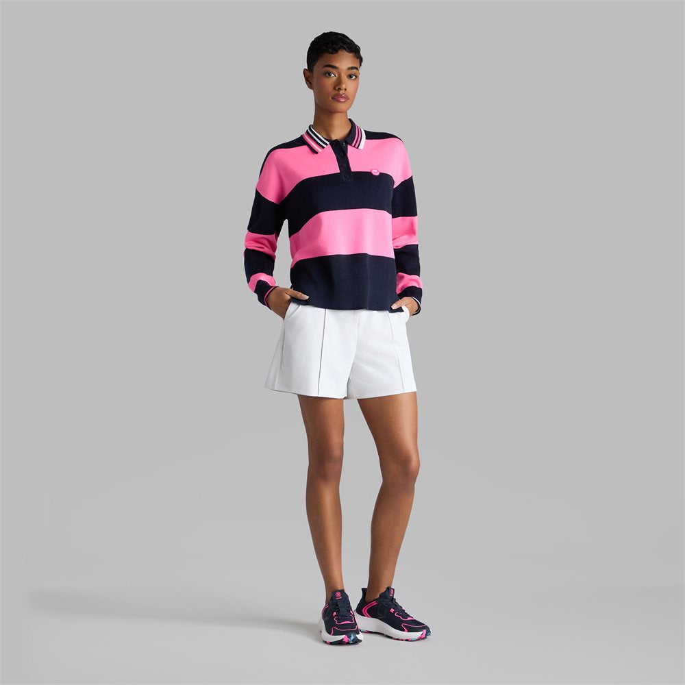 Women's Italian Wool Rugby Stripe Polo Sweater